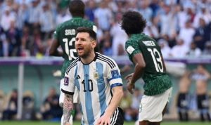 Lionel Messi dkk pada pertandingan melawan Timnas Arab Saudi pada Pertandingan pembuka Grup C semalam.