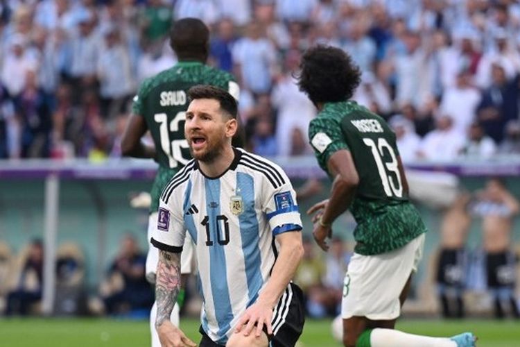 Lionel Messi dkk pada pertandingan melawan Timnas Arab Saudi pada Pertandingan pembuka Grup C semalam.