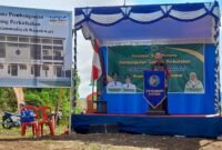 Foto. Sambutan Bupati Kabupaten Manokwari Hermus Indow Saat Peletakan Batu Pertama Pembangunan Gedung Perkuliahan Kampus STIKIP Muhammadiyah Manokwari