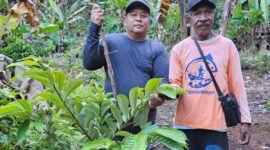 Kepala Dinas Perkebunan Kabupaten Fakfak, Widhi Asmoro Jati bersama petani pala.