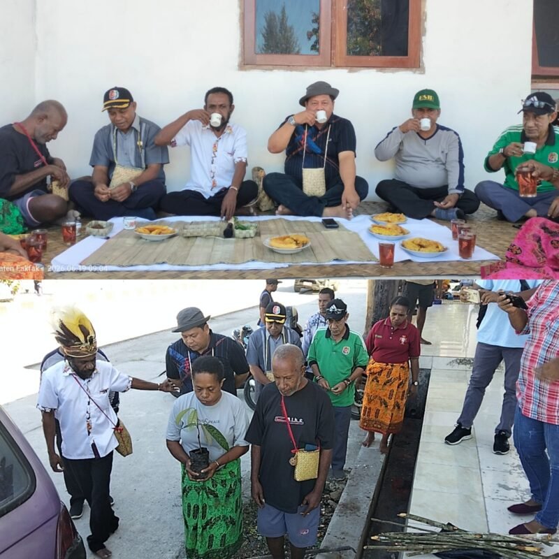 Dewan Adat Mbaham Matta bersama Dinas Perkebunan Kabupaten Fakfak melaksanakan prosesi adat Meri Totora yang dirangkaikan dengan penanaman bibit Pala Tomandin. 