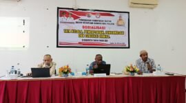 Sosialisasi Tata Kelola, Pendaftaran, Pengawasan, dan evaluasi Ormas dihadirkan Kelapa kesbangpol Donald Semuel Henry Wenggi, S.T., M.M., Inspektur Pembantu Wilayah V A.K. Rumoning, S.Sos., M.Si.