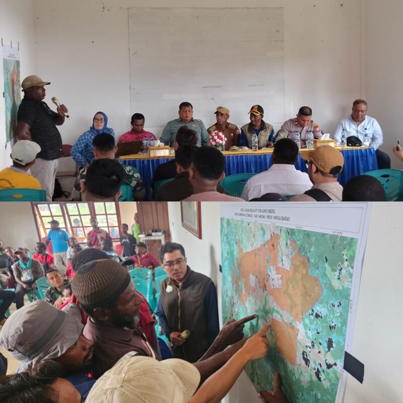 Kepala Dinas Perkebunan Kabupaten Fakfak, Widhi Asmoro Jati, ST., MT, bersama PT STM Agro Energi dan para pemangku kepentingan menyamakan persepsi dalam pemetaan lahan hak komunal, pengukuran partisipatif, serta persiapan penyusunan dokumen Analisis Mengenai Dampak Lingkungan (AMDAL).
